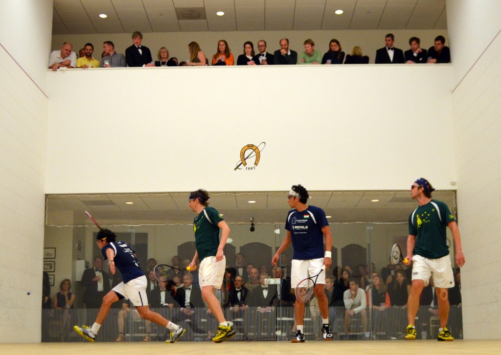 The 2014 PDC Cup final. L-R: Yvain Badan, Ben Gould, Manek Mathur, Damien Mudge. 